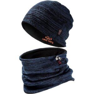 Winter Beanie Hat Scarf for Men Women Knit Thick Fleece Lined Warm Windproof